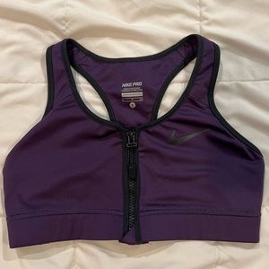 Nike Zip Up Sports Bra Womens S